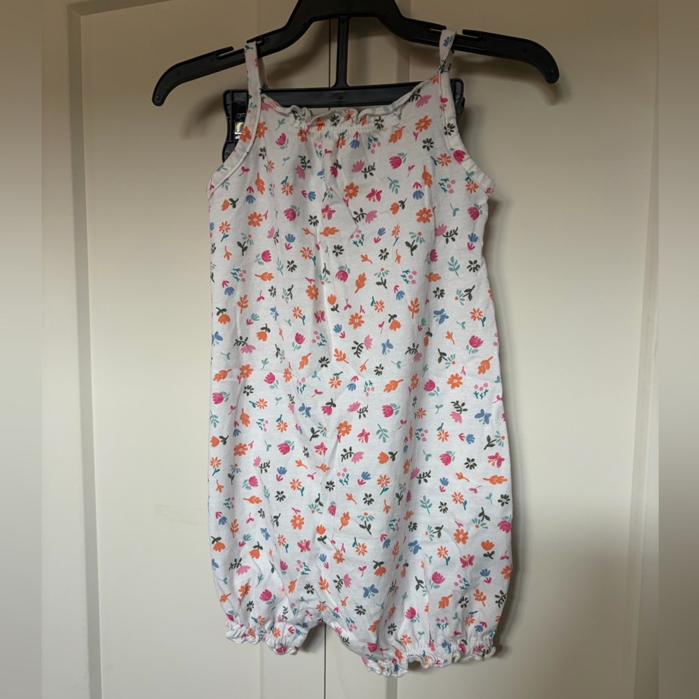 Carter's White Floral Print Baby Bubble with Multicolor Flowers